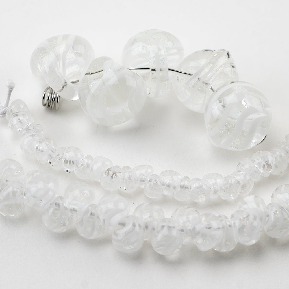 Teardrop Grouping - White Chocolate (3 Strands) - Handmade Glass Beads - Unicorne Beads