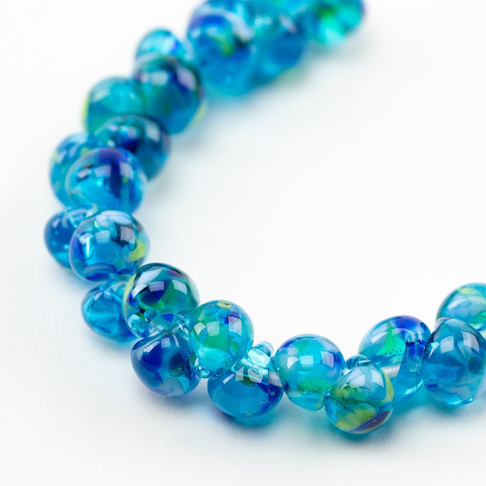 Teardrop - Mini - Azure Blue - Handmade Glass Beads - Unicorne Beads