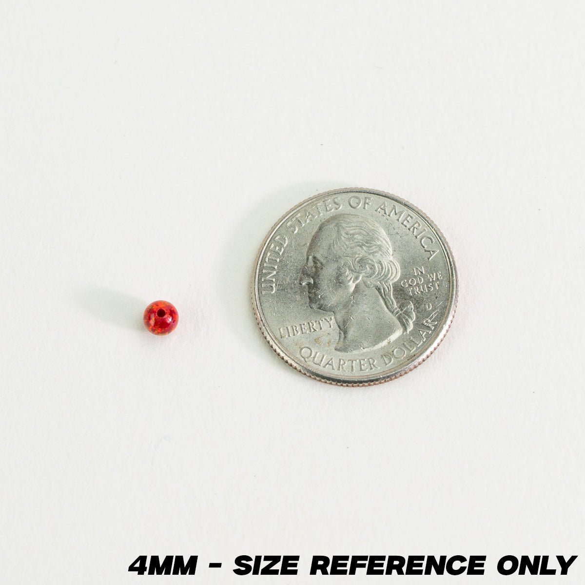 Size comparison for 4mm beads