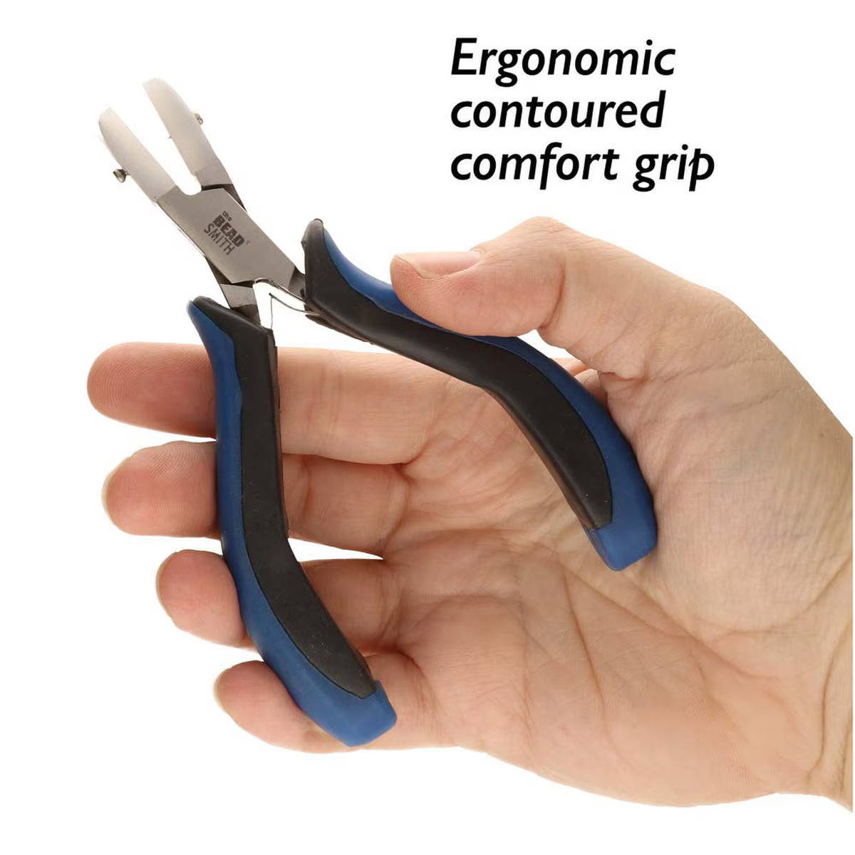 Beadsmith Nylon Flat Nose Pliers Black/Blue Ergo Handles