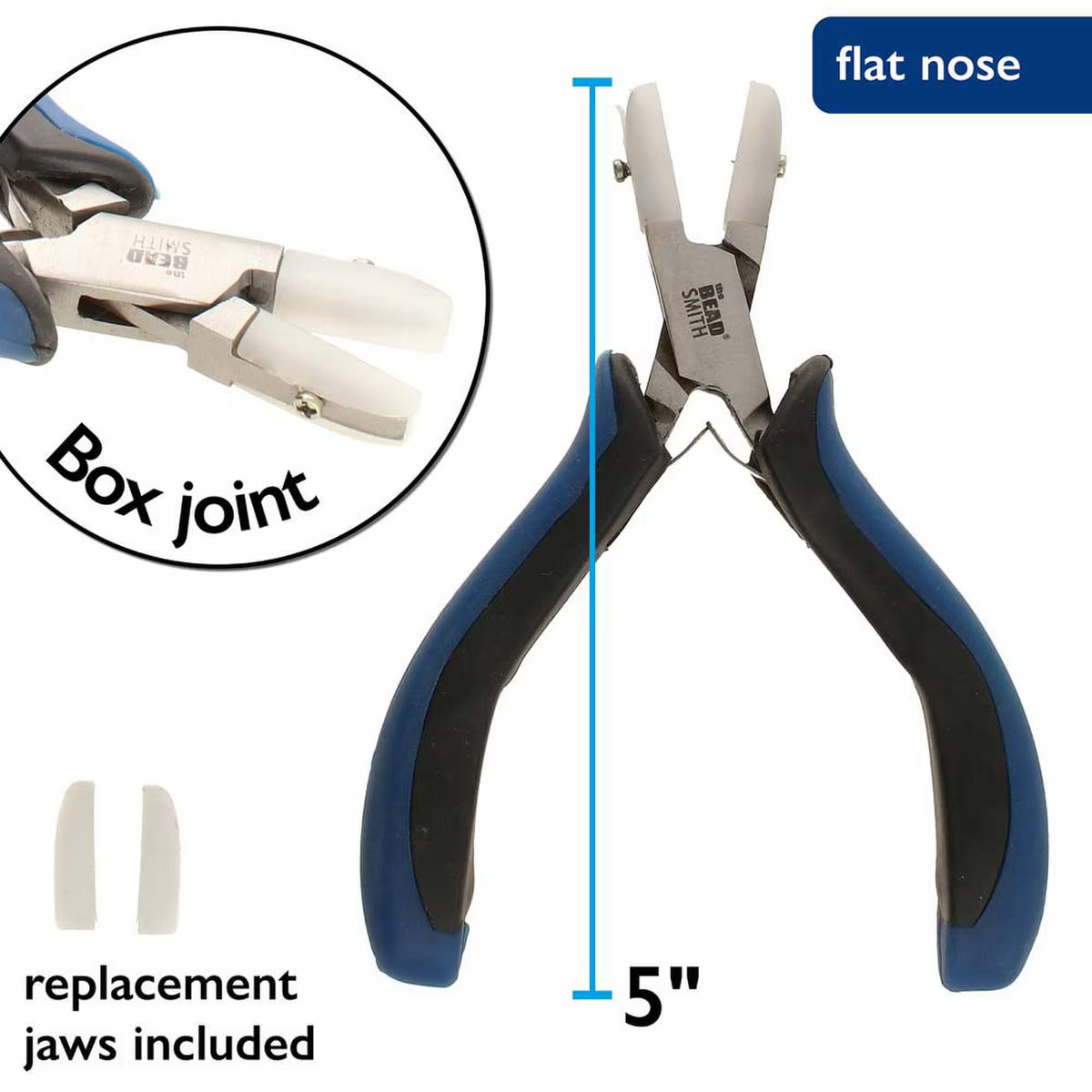 Beadsmith Nylon Flat Nose Pliers Black/Blue Ergo Handles