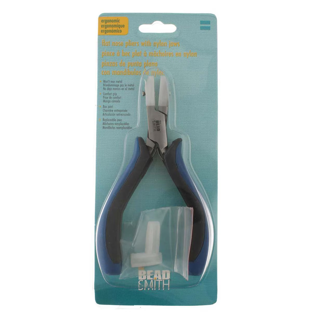 Beadsmith Nylon Flat Nose Pliers Black/Blue Ergo Handles