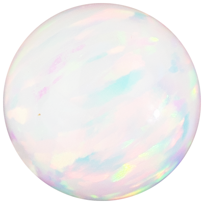 Large white luminescent opal lab bead