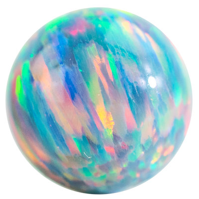 Large luminescent glass bead on transparent background