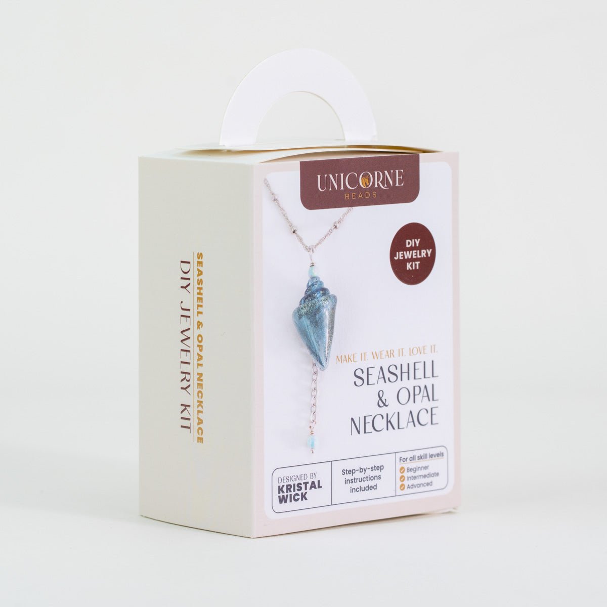 Athena seashell and opal necklace DIY jewelry kit by Unicorne Beads
