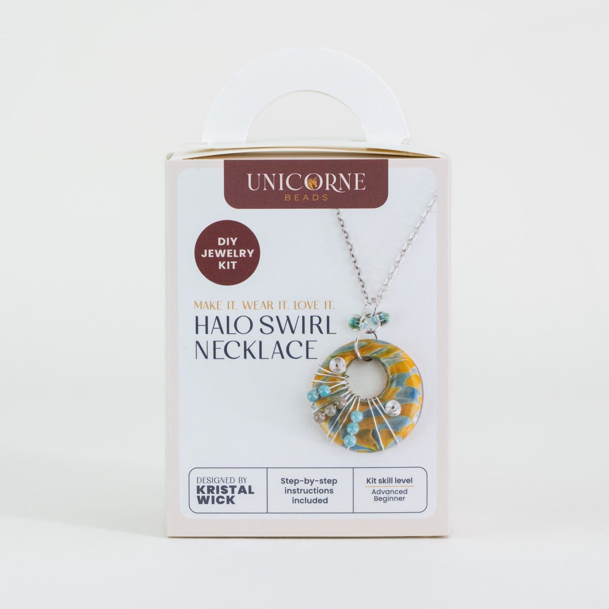 Front view of Aurora Sands Halo Swirl DIY Jewelry Kit packaging