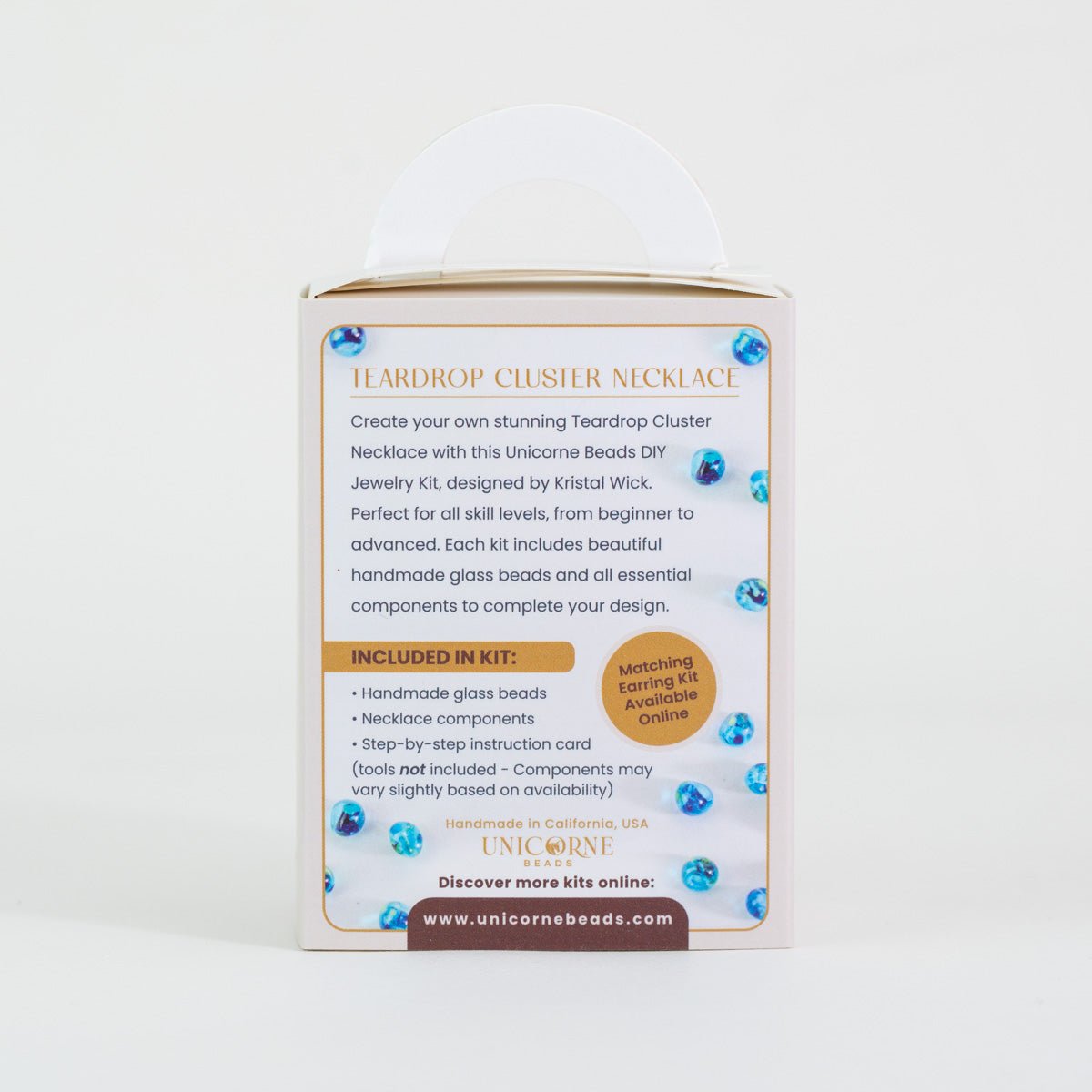 Glass bead necklace kit in Azure Blue designed by Krystal Wick