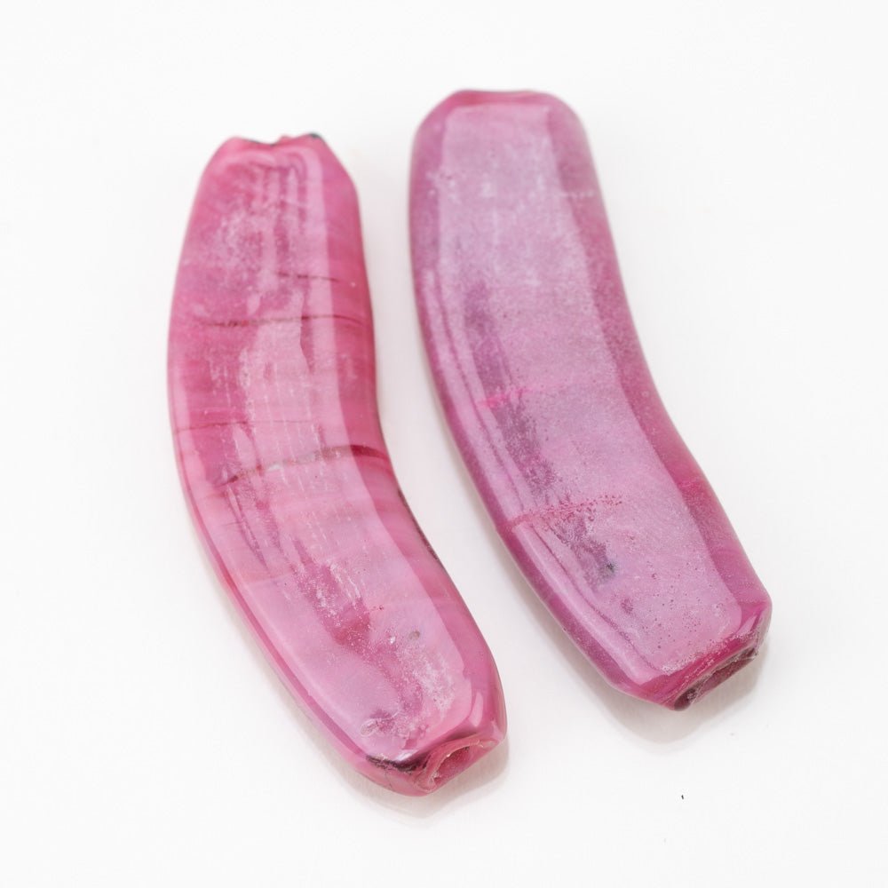 Banana Beads - Mauve Pink (2 beads) - Handmade Glass Beads - Unicorne Beads
