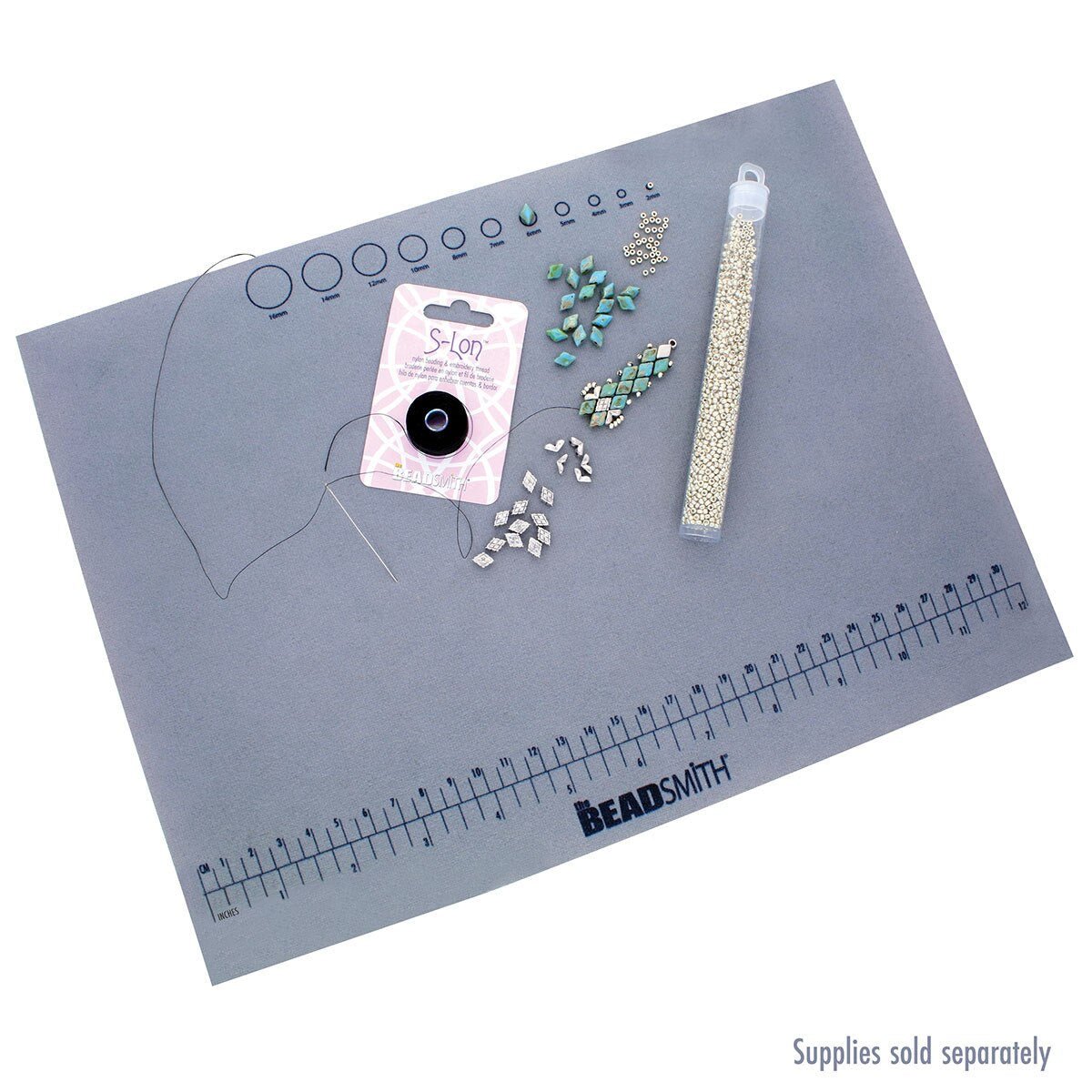 Beadsmith 11x14 Non - Slip Bead Mat with Printed Measurements - Premium Glass Beads - Unicorne Beads