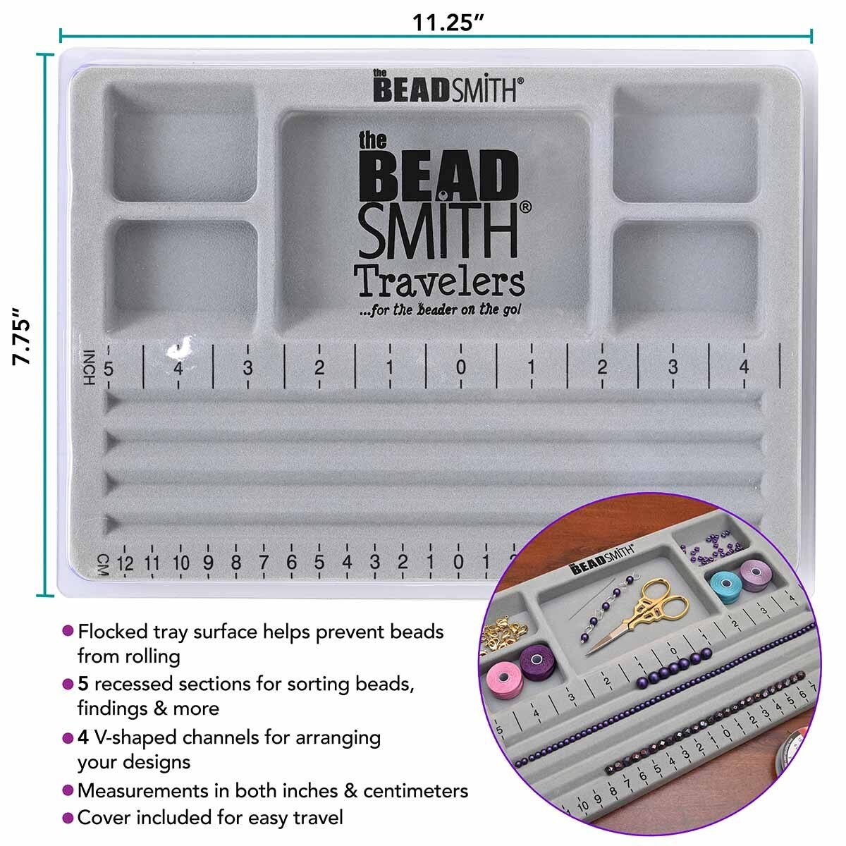 Beadsmith Mini Bead Board With Lid - 4 Straight Channel - Premium Glass Beads - Unicorne Beads