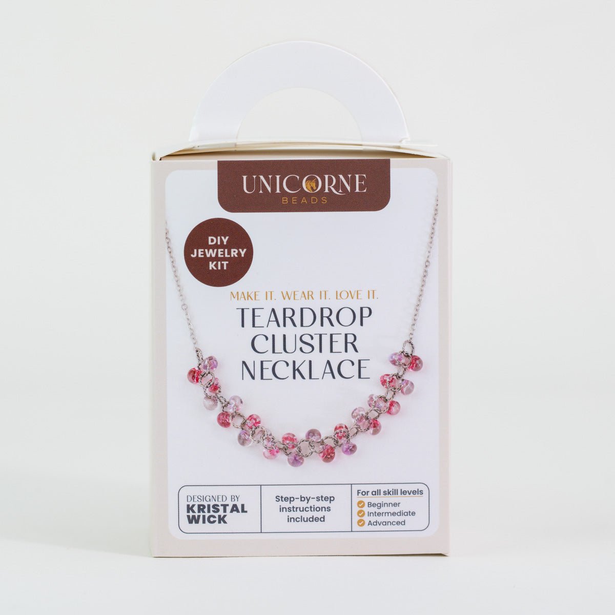 Teardrop cluster necklace DIY kit in the Berry Blossom color palette