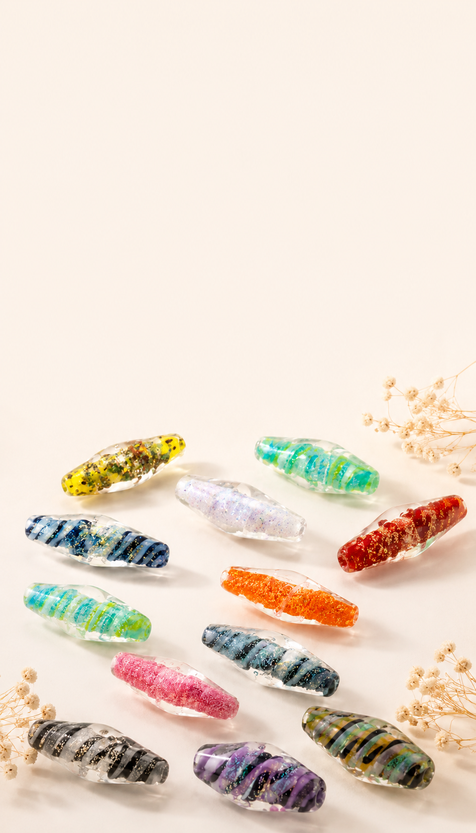 Glass Bicone Beads in a variety of colors made by Unicorne Beads