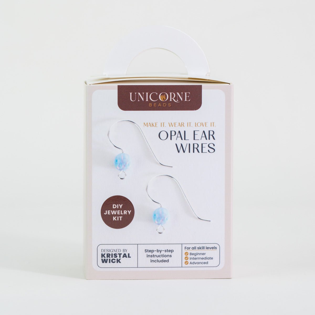 Blue Whisper Opal Ear Wires DIY Jewelry Kit front view packaging
