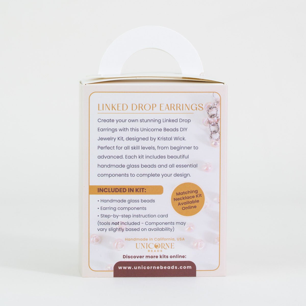 Blush Pink glass bead earring kit designed by Krystal Wick