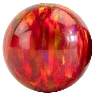 A close up of the cherry glow red opal bead by Unicorne Beads