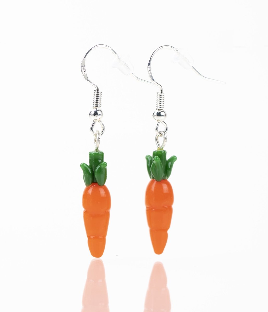 Dangle Earrings - Carrots - Handmade Glass Beads - Unicorne Beads