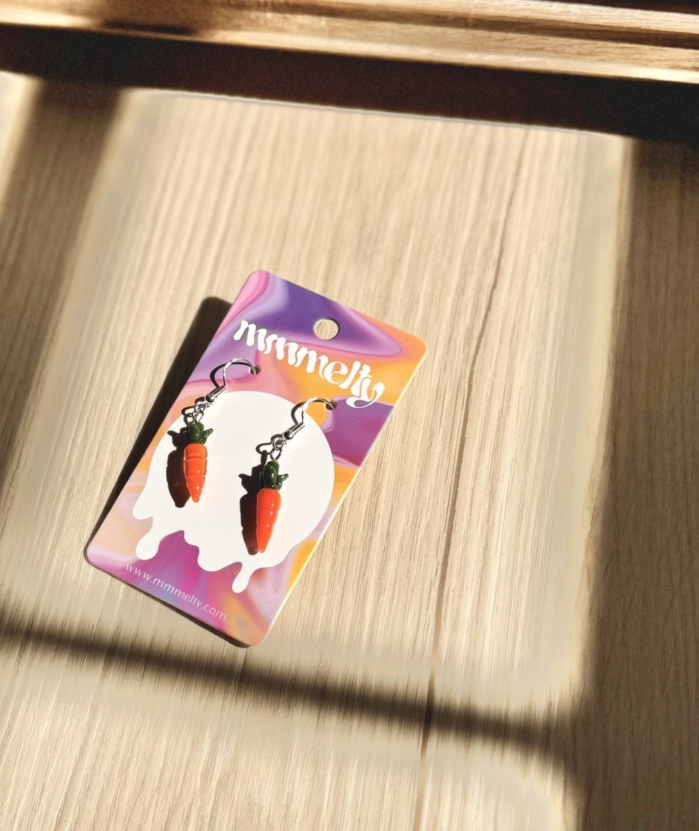 Dangle Earrings - Carrots - Handmade Glass Beads - Unicorne Beads