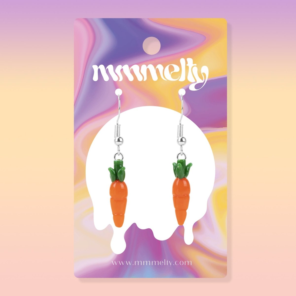 Dangle Earrings - Carrots - Handmade Glass Beads - Unicorne Beads