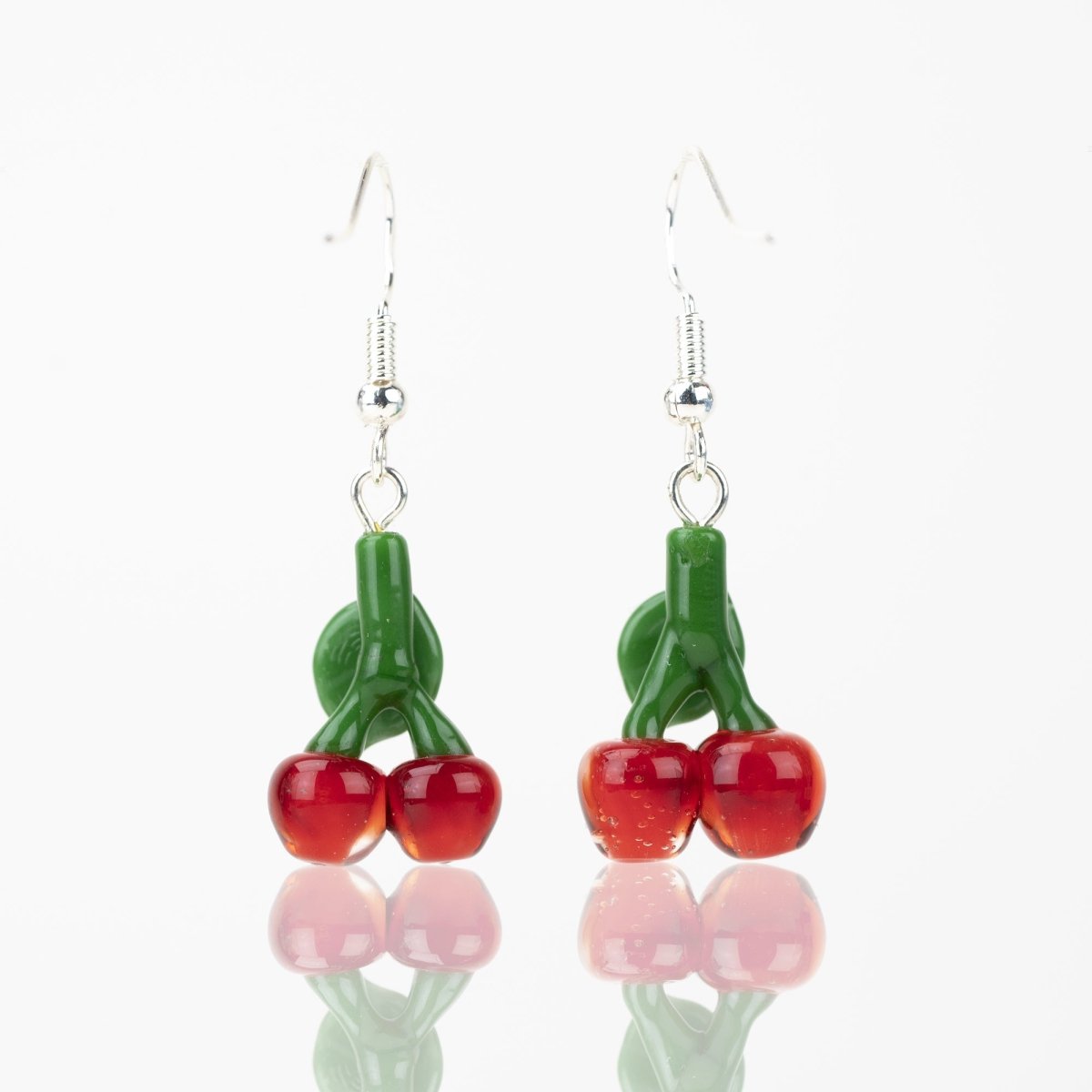 Dangle Earrings - Cherries - Handmade Glass Beads - Unicorne Beads