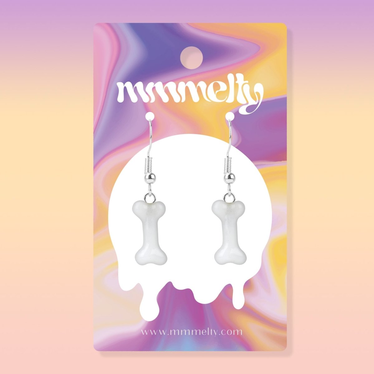 Dangle Earrings - Dog Bone - Handmade Glass Beads - Unicorne Beads