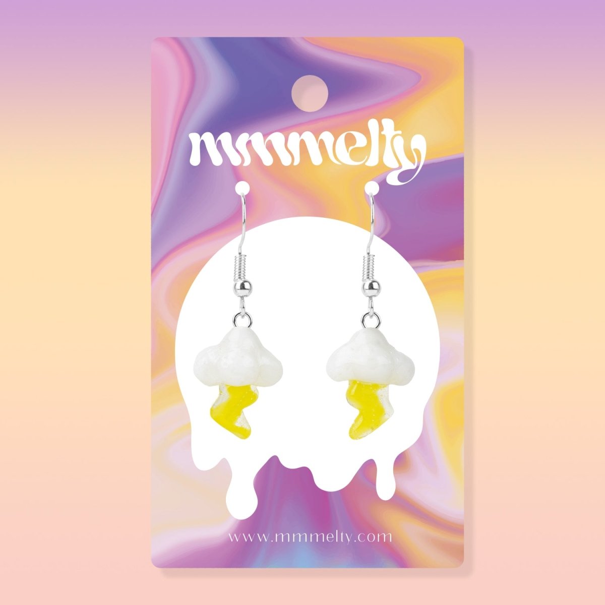 Dangle Earrings - Lightning Clouds - Handmade Glass Beads - Unicorne Beads