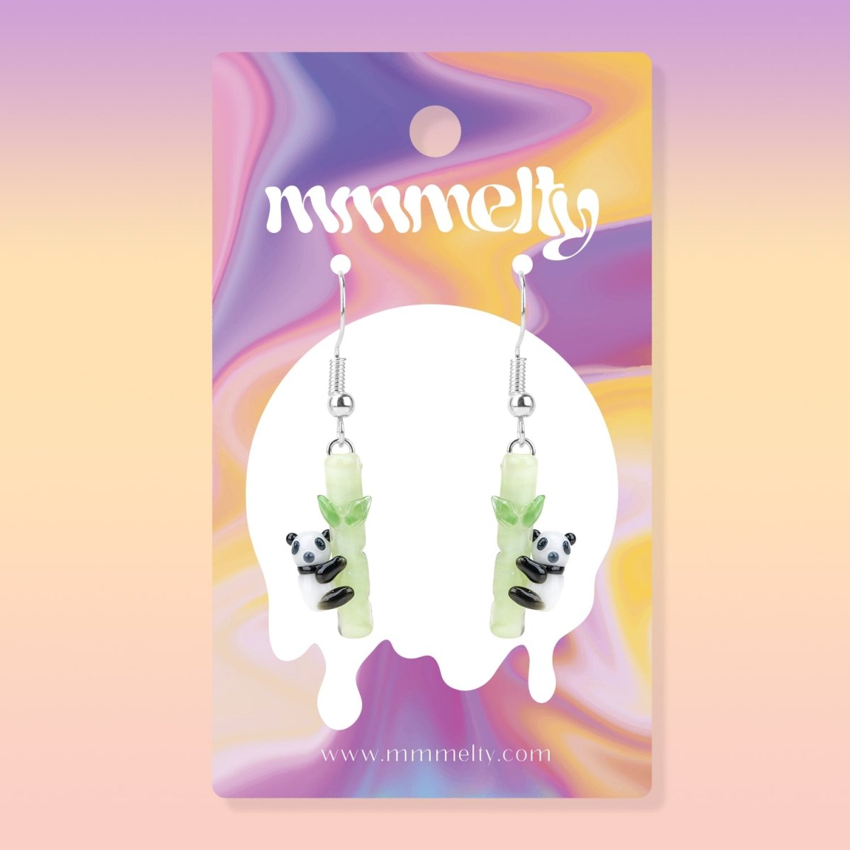 Dangle Earrings - Pandas - Handmade Glass Beads - Unicorne Beads