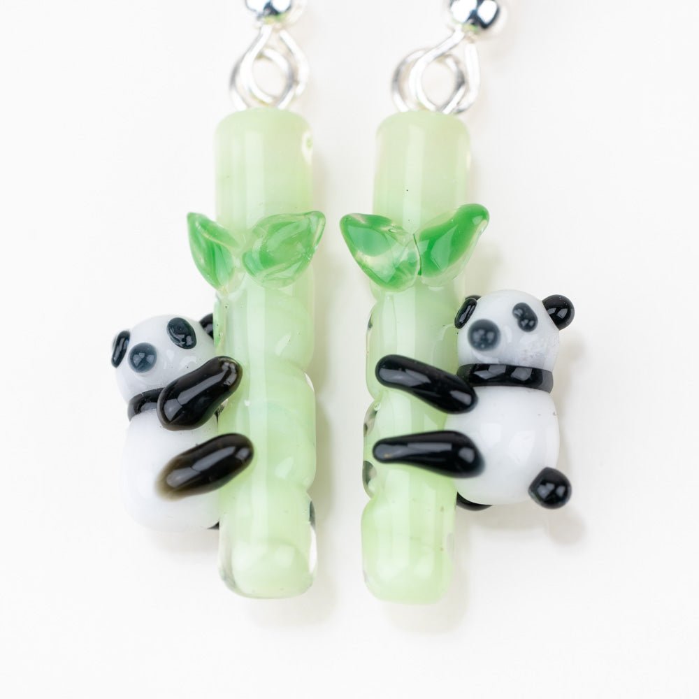 Dangle Earrings - Pandas - Handmade Glass Beads - Unicorne Beads