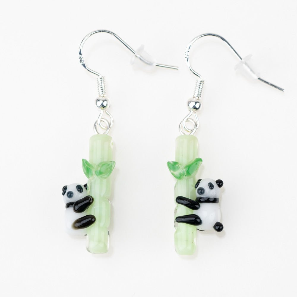 Dangle Earrings - Pandas - Handmade Glass Beads - Unicorne Beads