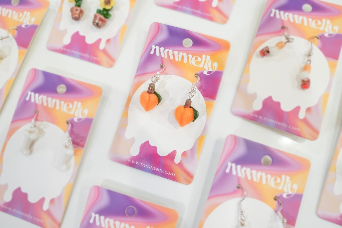 Dangle Earrings - Peaches - Handmade Glass Beads - Unicorne Beads