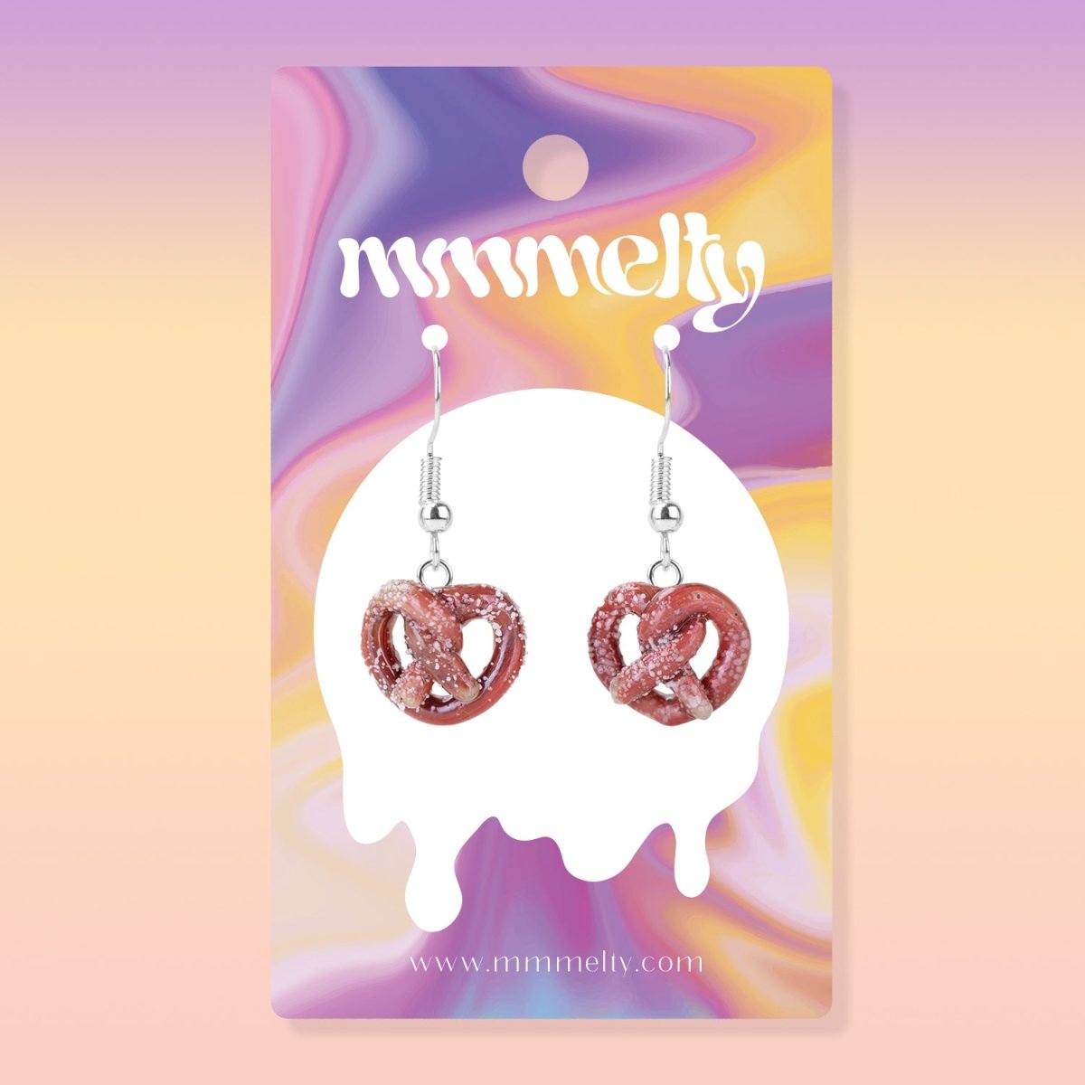 Dangle Earrings - Pretzels - Handmade Glass Beads - Unicorne Beads