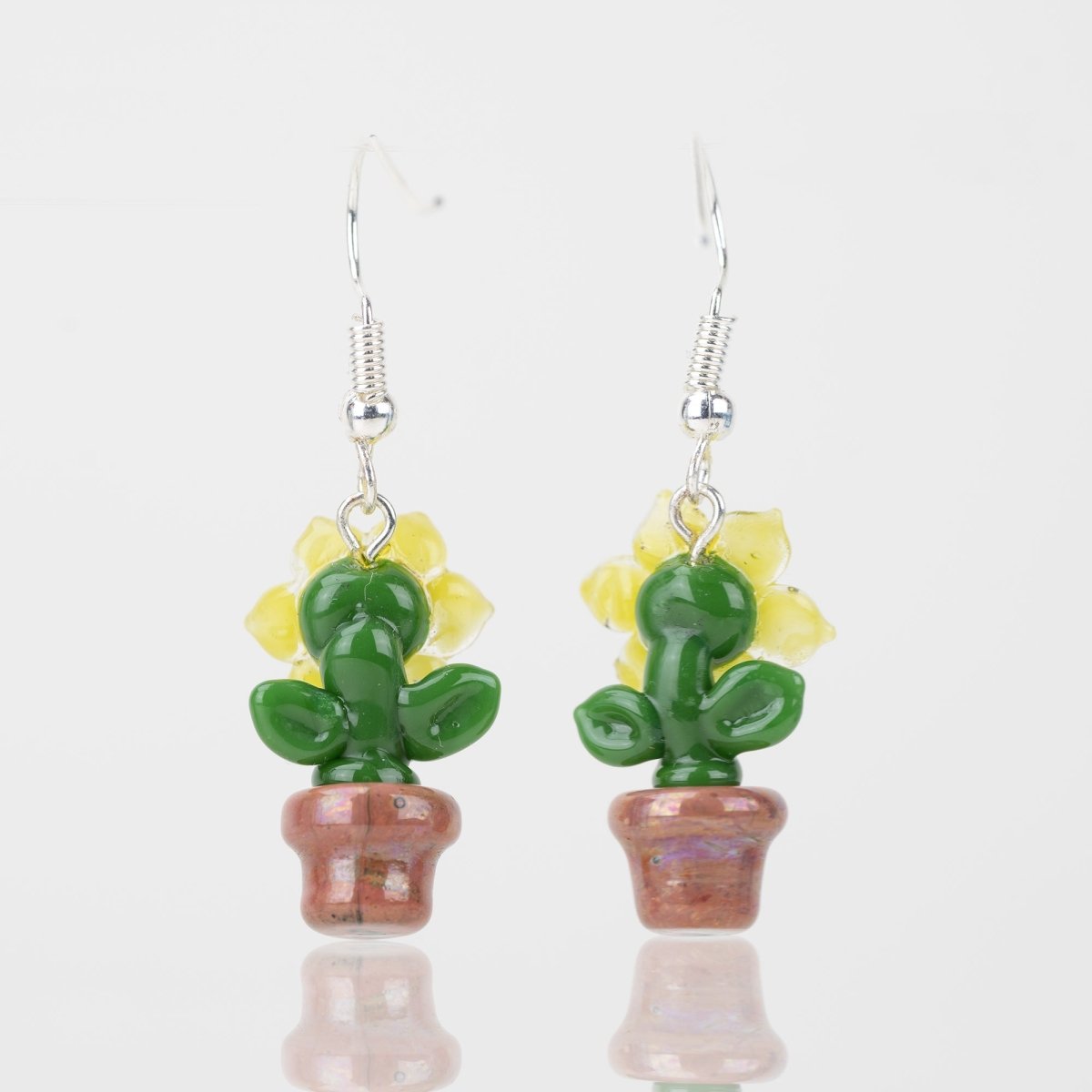 Dangle Earrings - Sunflowers - Handmade Glass Beads - Unicorne Beads