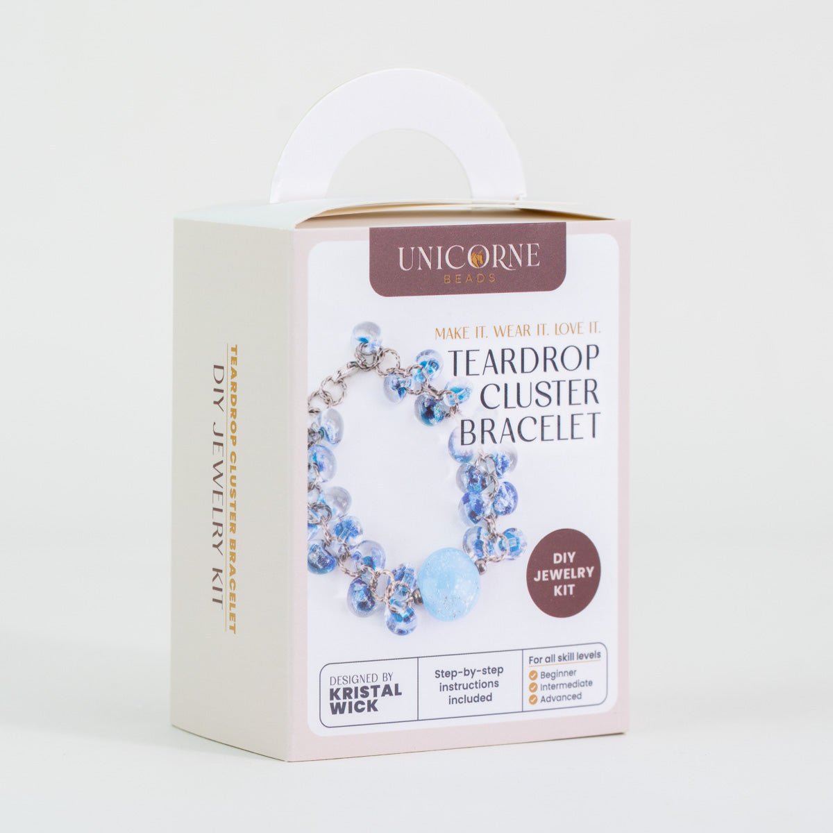 DIY jewelry kit to make an Atlantis Gleam teardrop cluster bracelet with glass beads