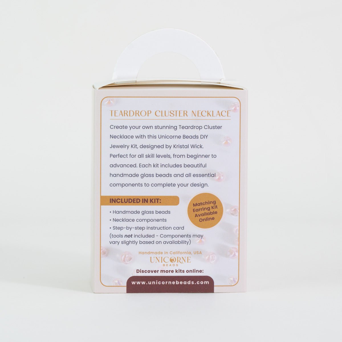 Blush Pink DIY jewelry kit packaging with beads and necklace hardware