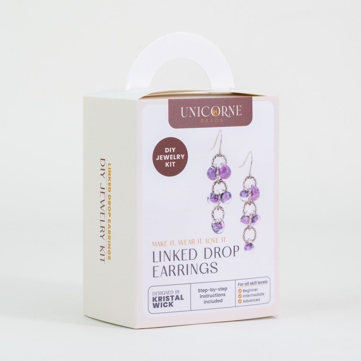 DIY jewelry kit to make Twilight linked drop earrings with glass beads