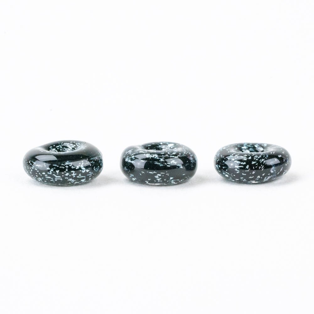 Donut Beads - Black Starburst - Handmade Glass Beads - Unicorne Beads