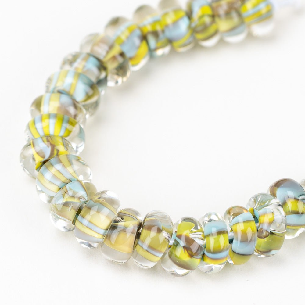 Donut Beads - Blue Bird - Handmade Glass Beads - Unicorne Beads