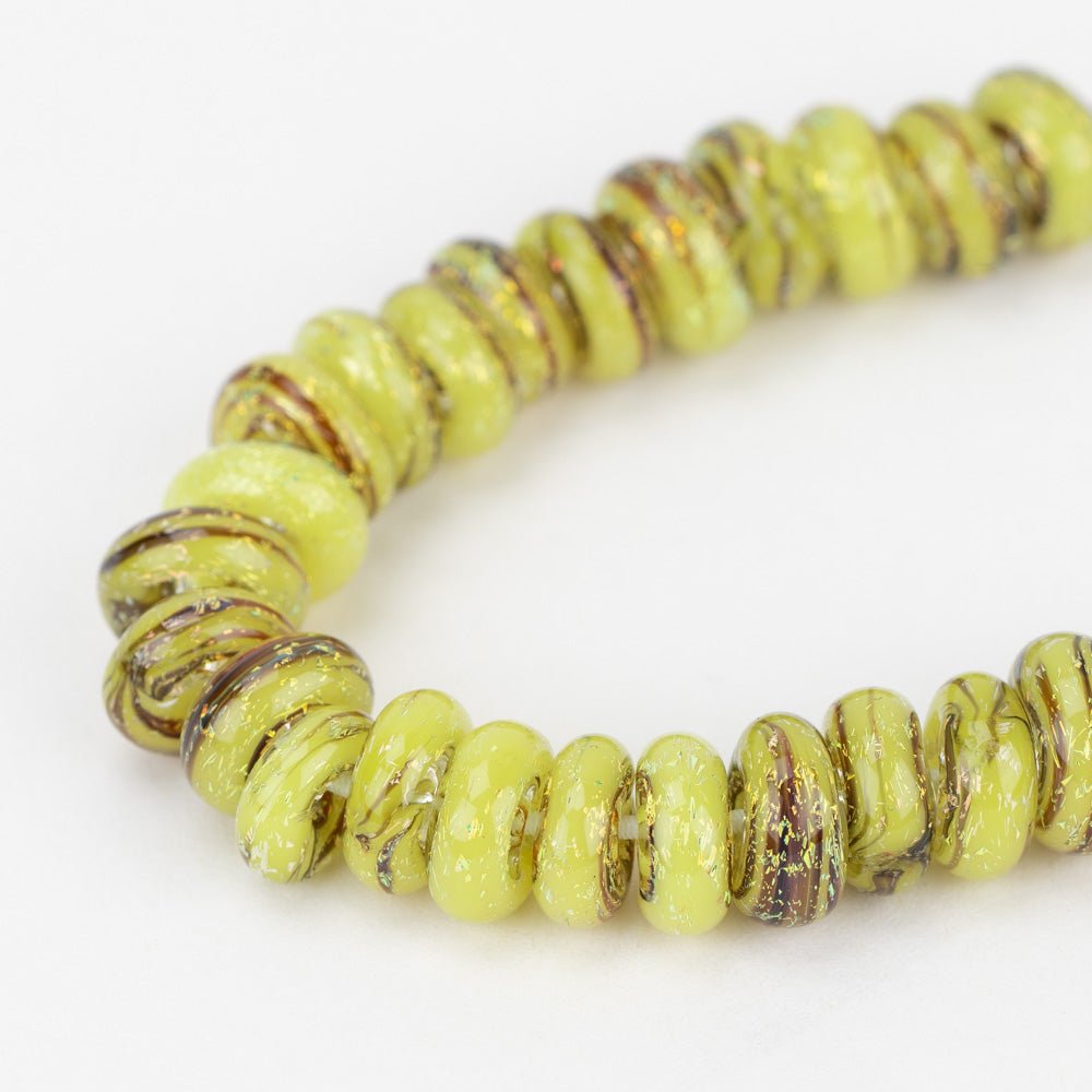 Donut Beads - Dijon Delight - Handmade Glass Beads - Unicorne Beads