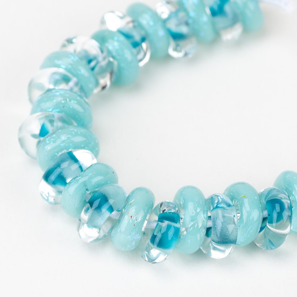 Donut Beads - Icy Blue - Handmade Glass Beads - Unicorne Beads