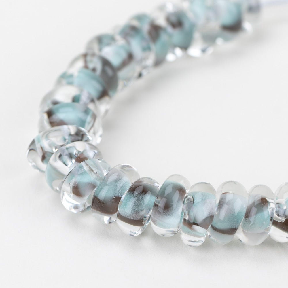 Donut Beads - Mint Chocolate - Handmade Glass Beads - Unicorne Beads