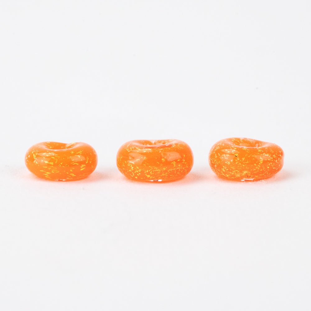 Donut Beads - Orange Burst - Handmade Glass Beads - Unicorne Beads