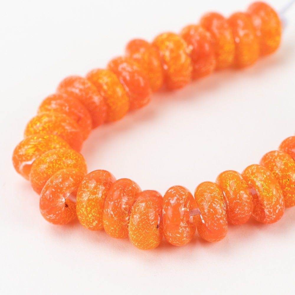 Donut Beads - Orange Burst - Handmade Glass Beads - Unicorne Beads