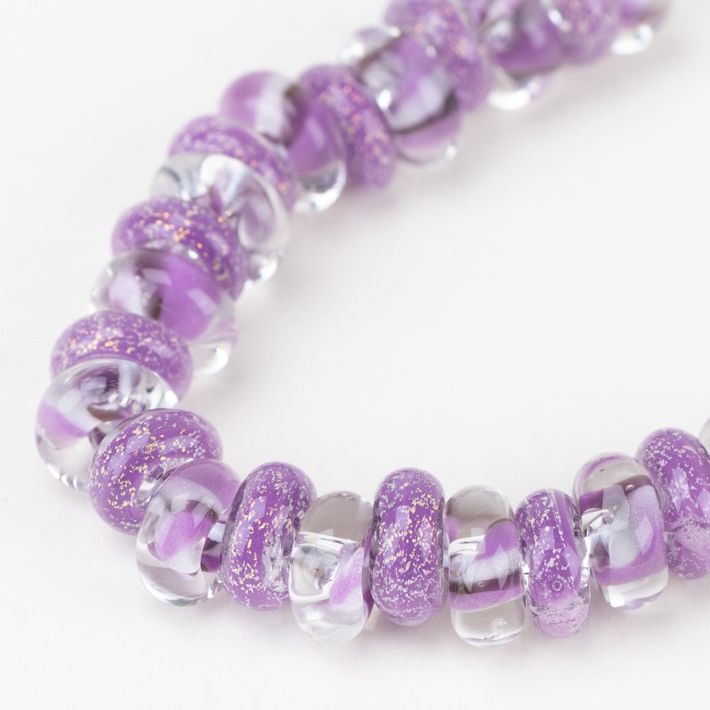 Donut Beads - Purple Fairy - Handmade Glass Beads - Unicorne Beads