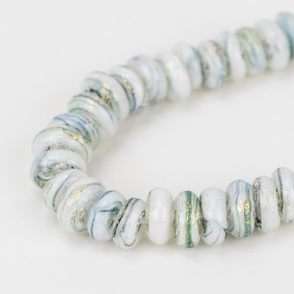 Donut Beads - White Mirage - Handmade Glass Beads - Unicorne Beads
