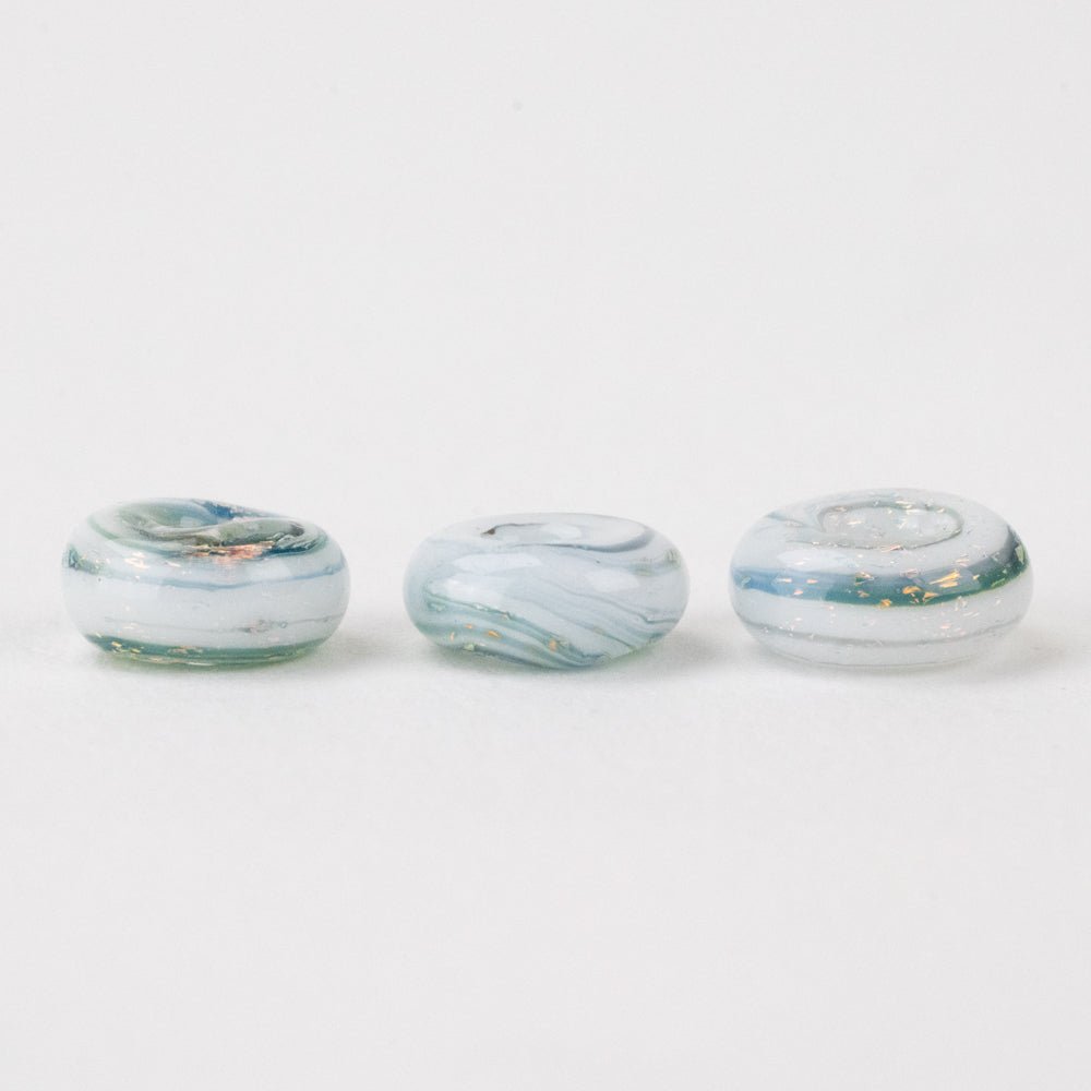 Donut Beads - White Mirage - Handmade Glass Beads - Unicorne Beads