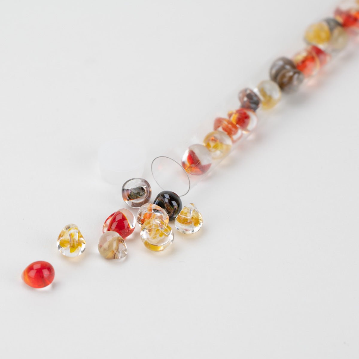 Fall Palette Teardrop Bead Tube - Mixed Colors - Premium Glass Beads - Unicorne Beads