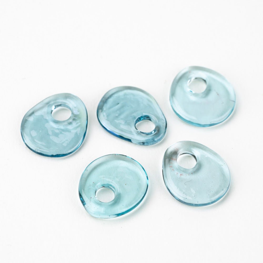 Flat Drop Pendant Bead - Frozen Dew - Handmade Glass Beads - Unicorne Beads