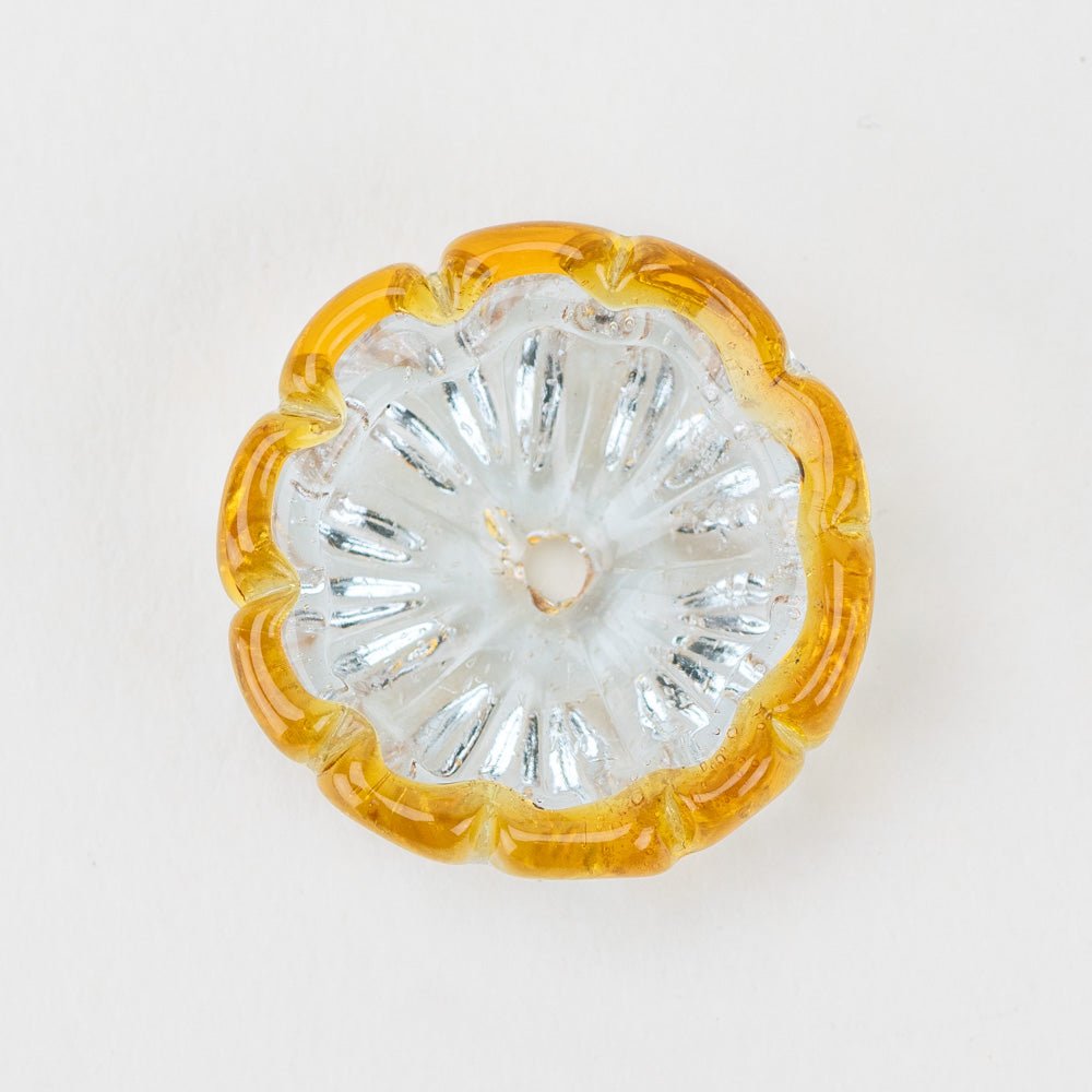 Flower Bead - Golden Honey Crystal - Handmade Glass Beads - Unicorne Beads