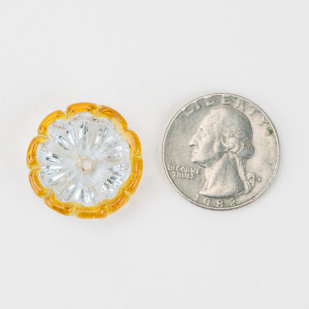 Flower Bead - Golden Honey Crystal - Handmade Glass Beads - Unicorne Beads