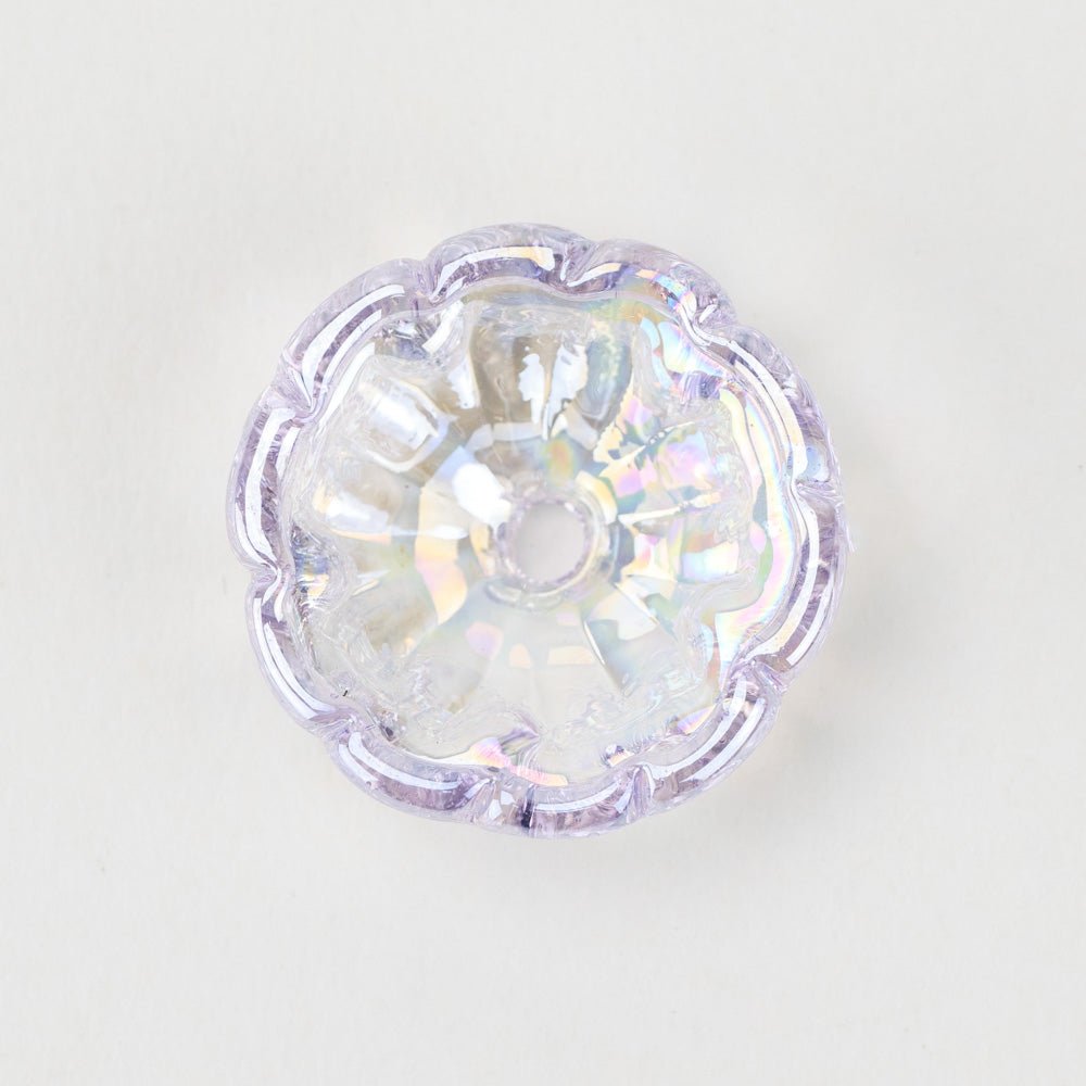 Flower Bead - Iridescent Lilac - Handmade Glass Beads - Unicorne Beads