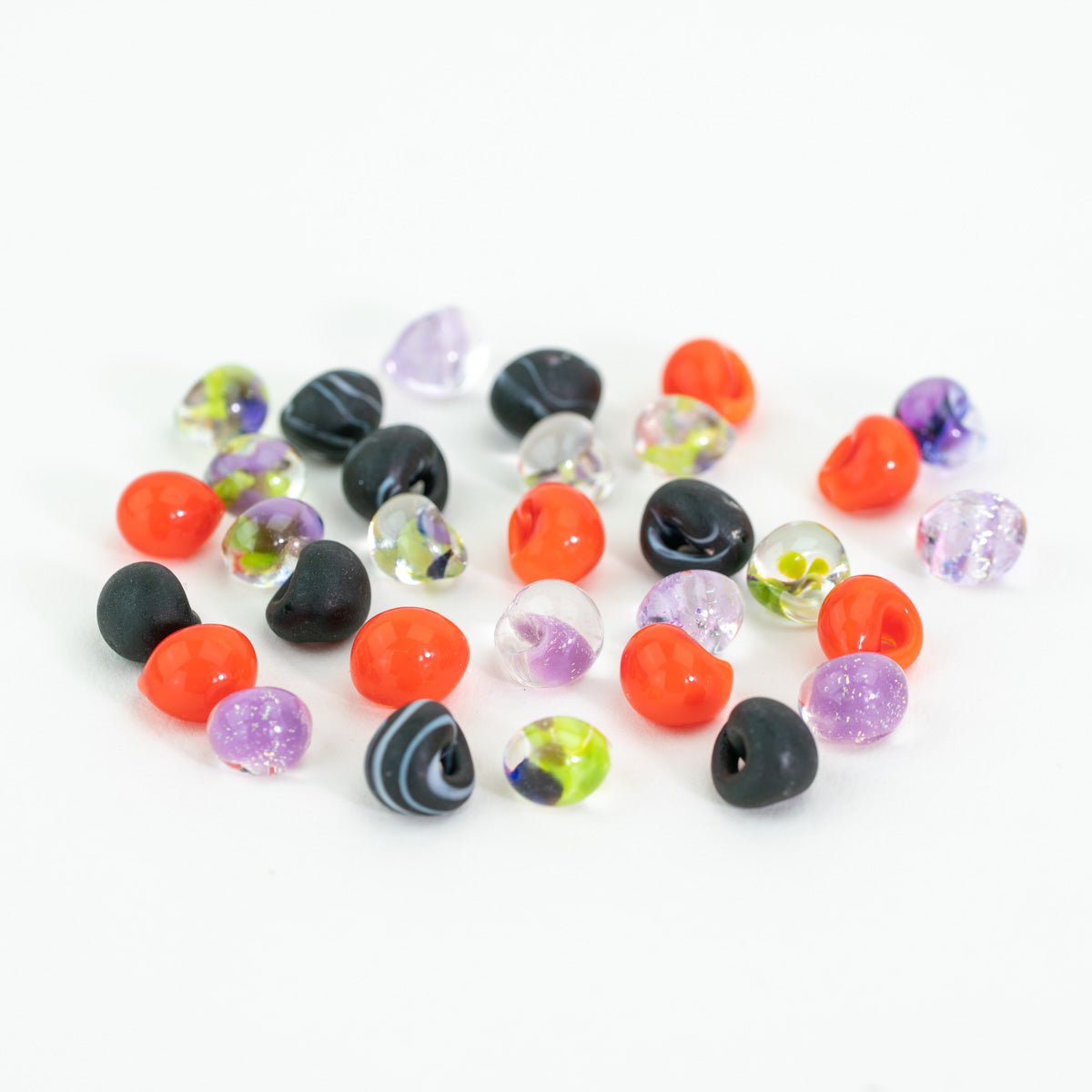 Halloween Palette Teardrop Bead Tube - Mixed Colors - Premium Glass Beads - Unicorne Beads